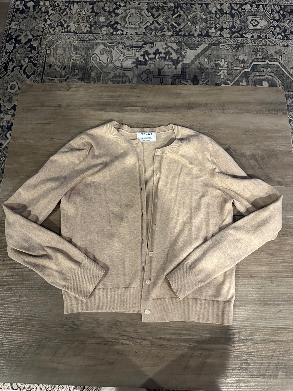 Old Navy Neutral Beige Crewneck Button Cardigan